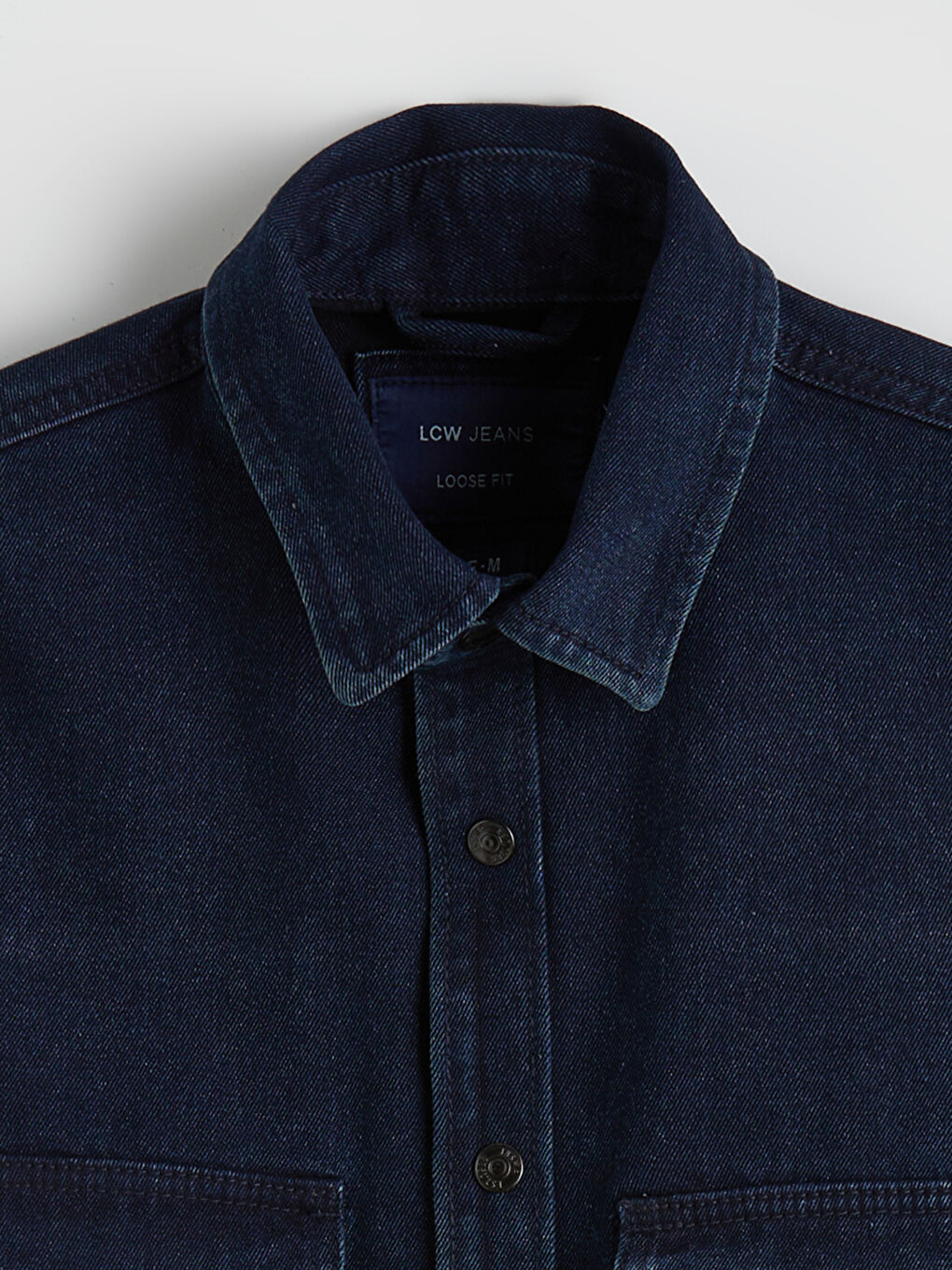 İndigo Rahat Kalıp Erkek Jean Gömlek-5