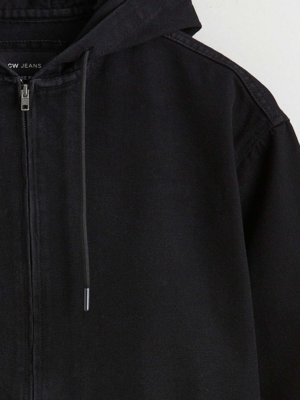 Siyah Rahat Kalıp Kapüşonlu Erkek Jean Mont-5