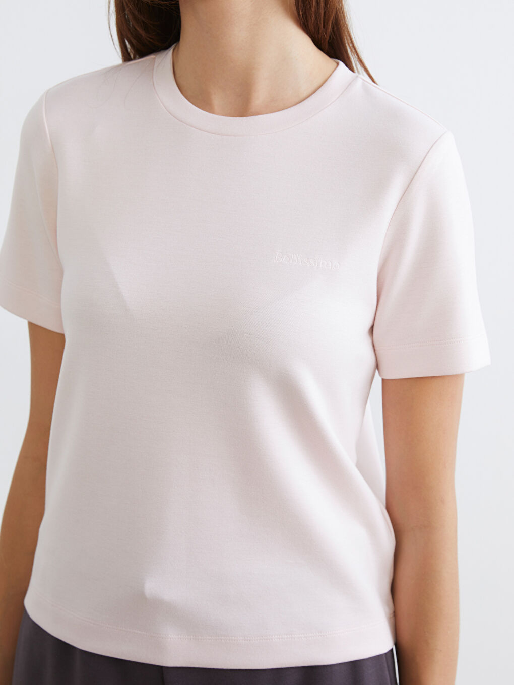 მრგვალი საყელო რბილი შეხება ქალის მაისური-2