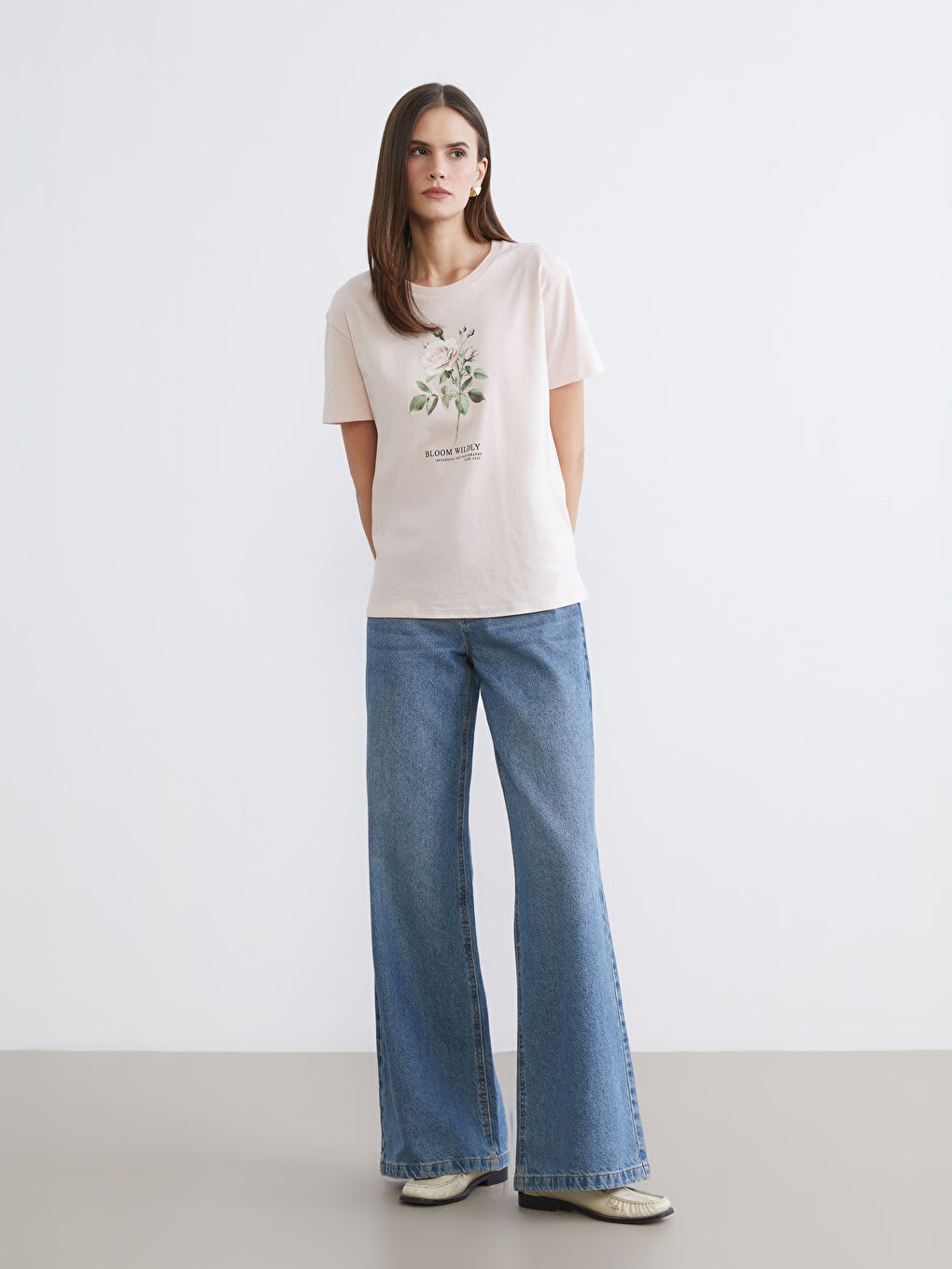 Женщины Розовый Футболка-1