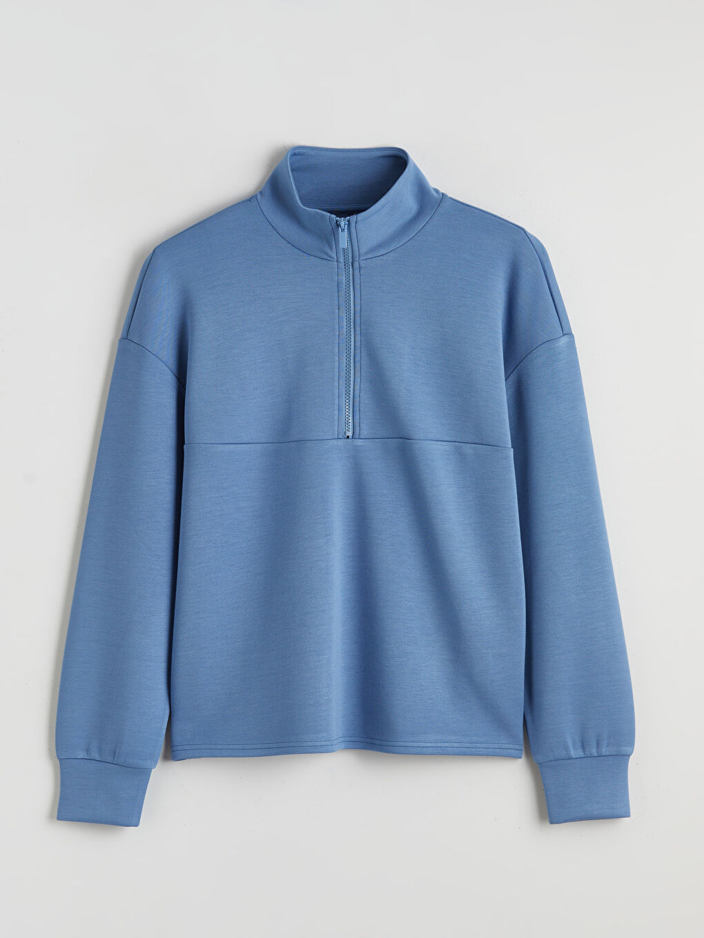 Женский свитшот с воротником-стойкой и молнией-5