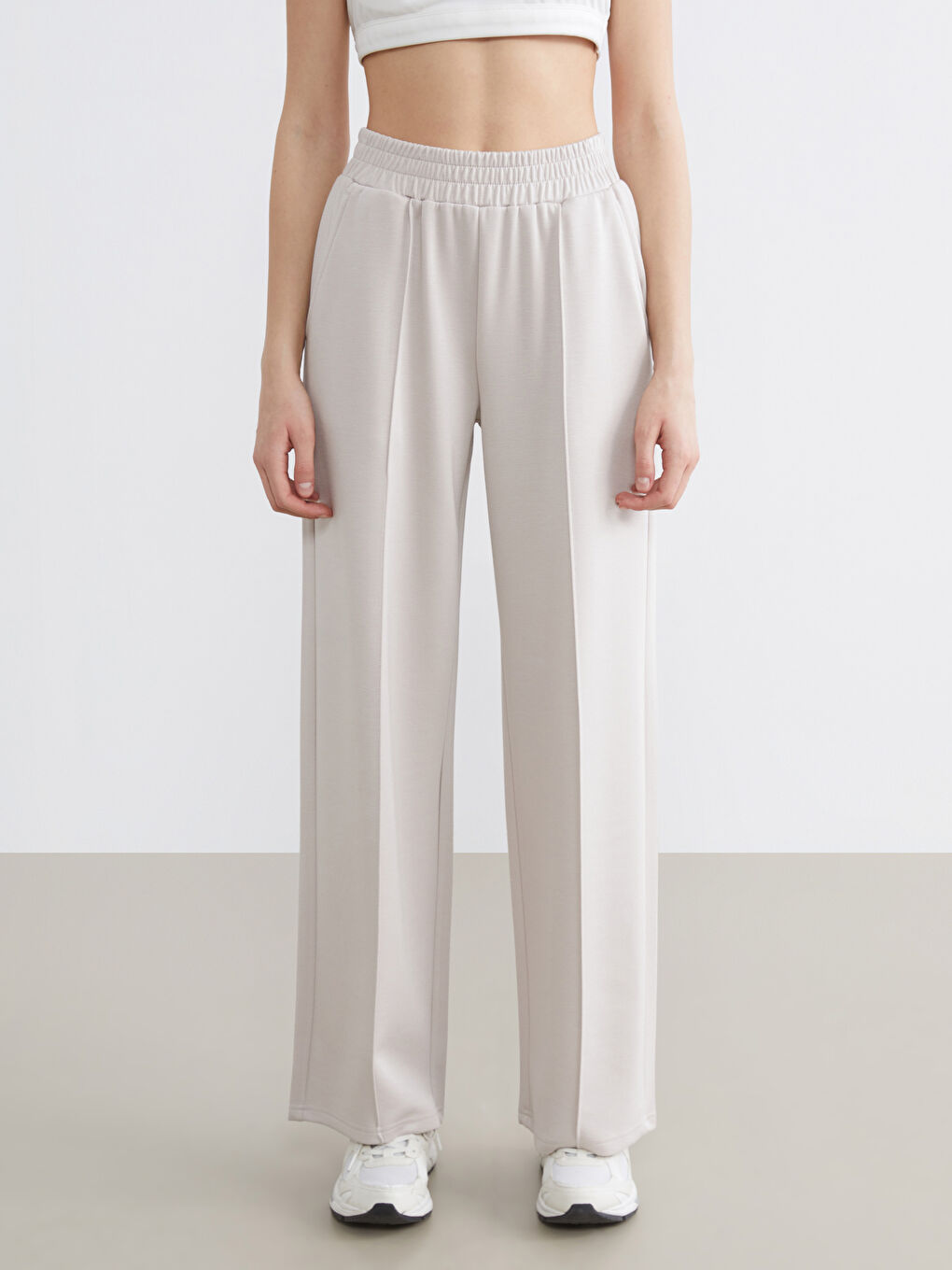 Elastic Waist Wide Leg Women's Sweatpants-1