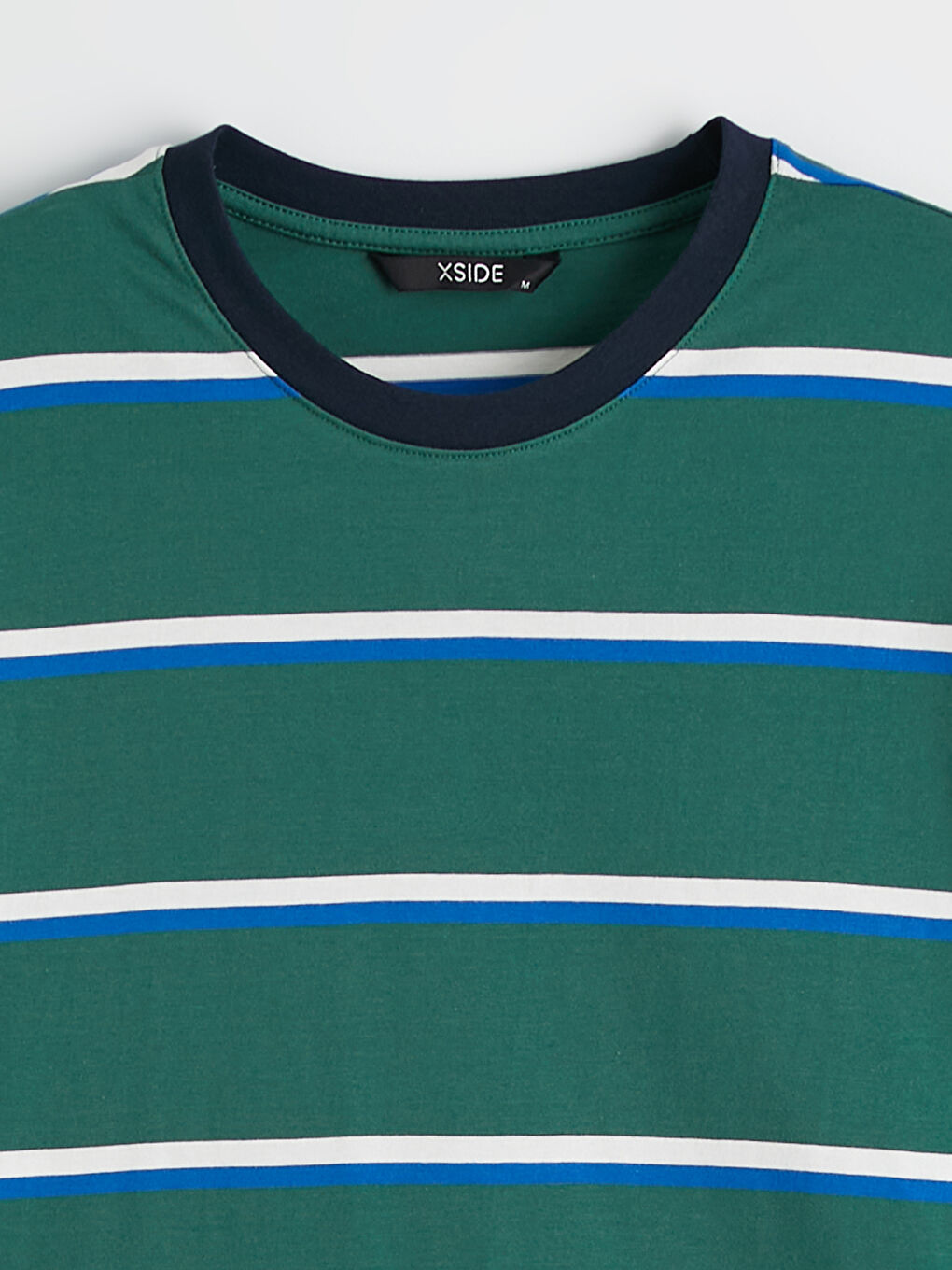Yeşil Bisiklet Yaka Çizgili Erkek Tişört-1