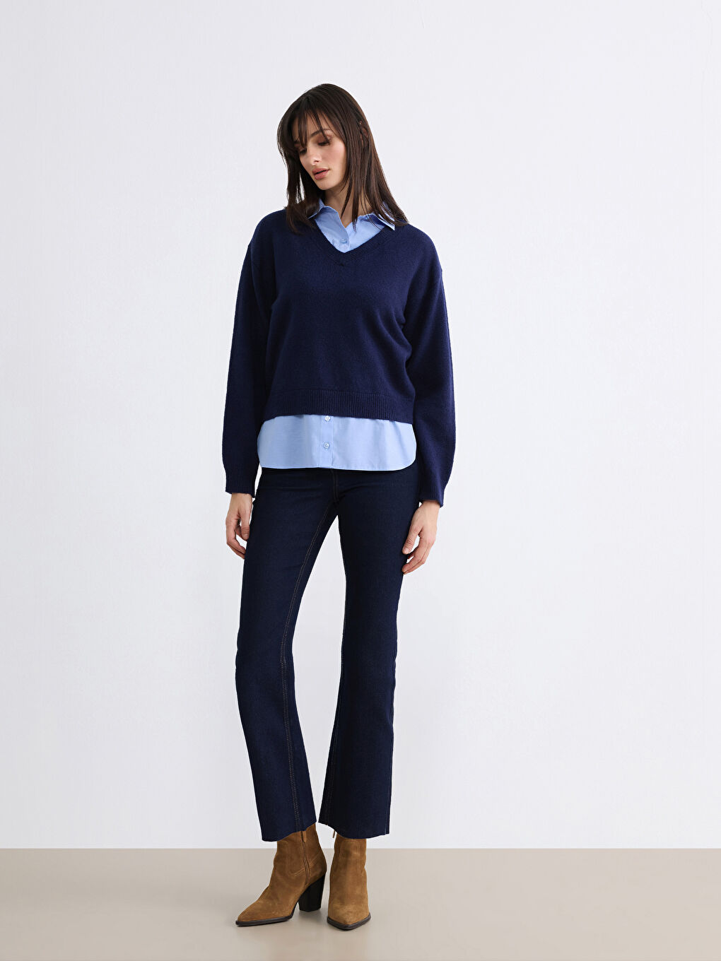 İndigo Crop Flare Kadın Jean Pantolon