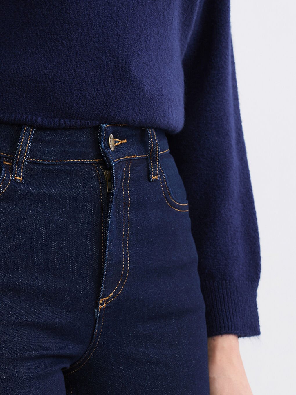 İndigo Crop Flare Kadın Jean Pantolon-2