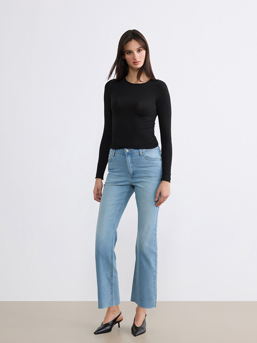 İndigo Crop Flare Kadın Jean Pantolon