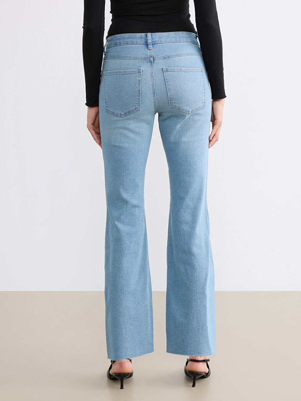 İndigo Crop Flare Kadın Jean Pantolon-3