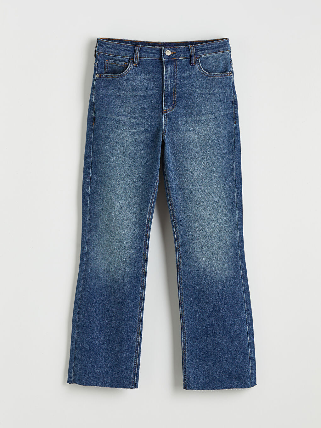 İndigo Crop Flare Kadın Jean Pantolon-4