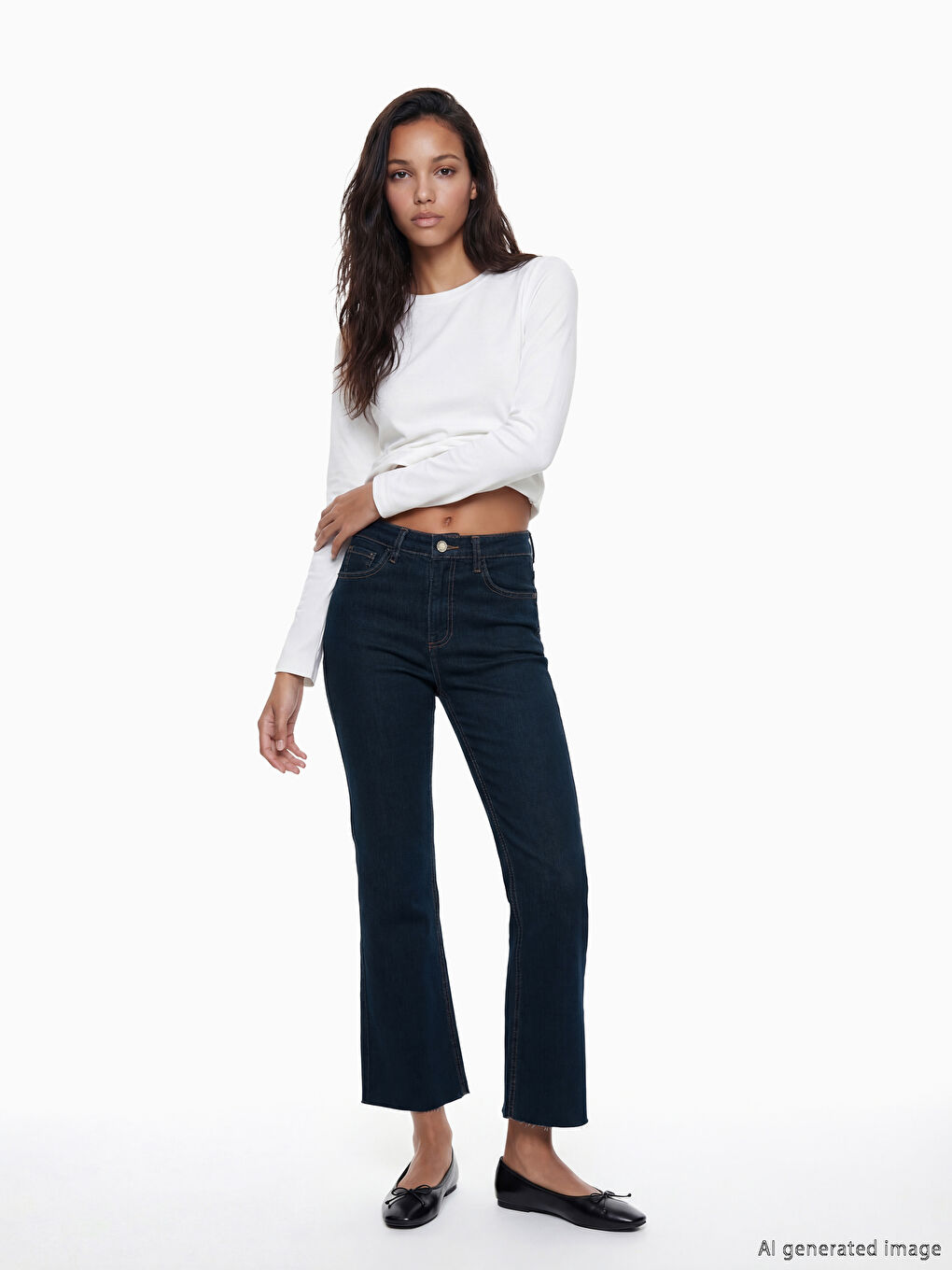 İndigo Crop Flare Kadın Jean Pantolon-1