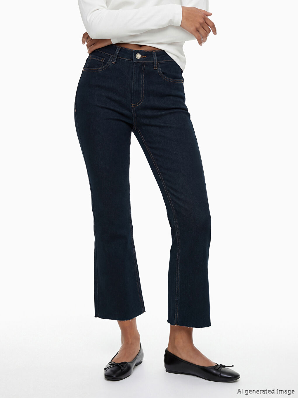 İndigo Crop Flare Kadın Jean Pantolon-2