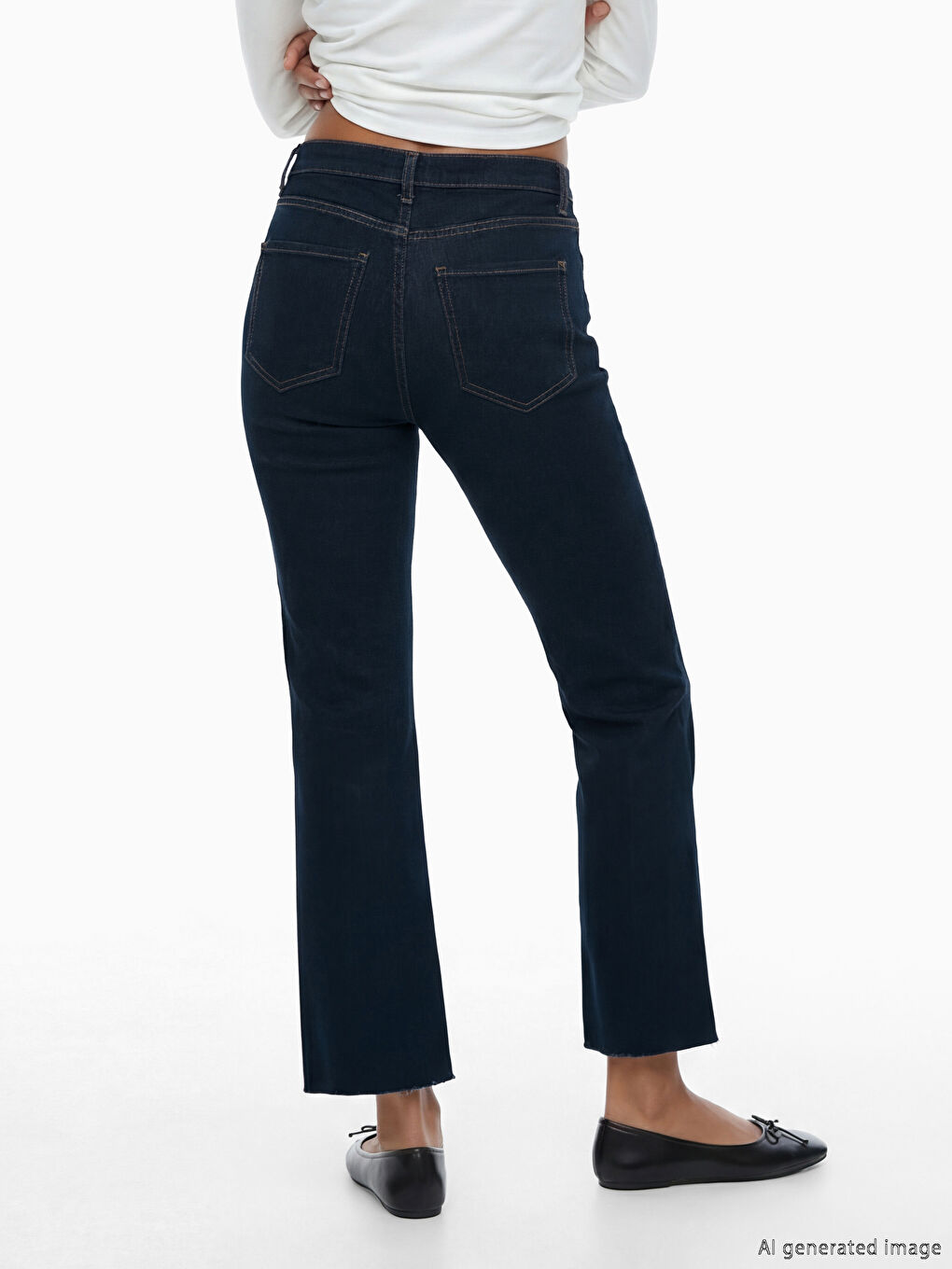 İndigo Crop Flare Kadın Jean Pantolon-4