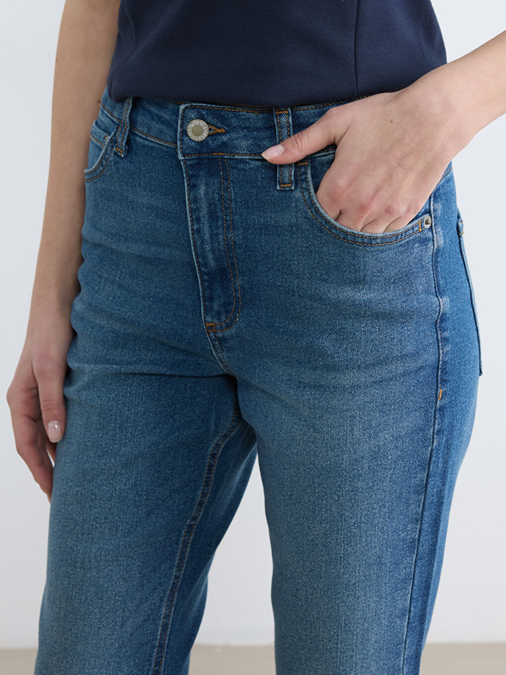 İndigo Crop Flare Kadın Jean Pantolon-2