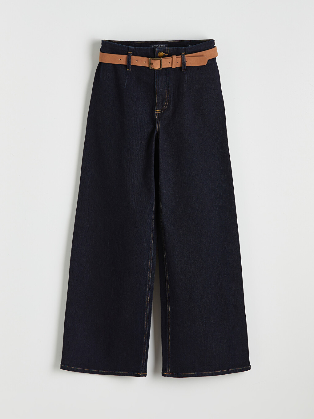 İndigo Beli Kemerli Culotte Fit Kadın Jean Pantolon	-2