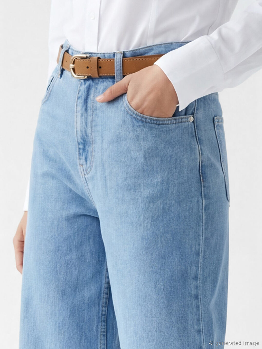 Waist Belted Wideleg Women's Jeans-2