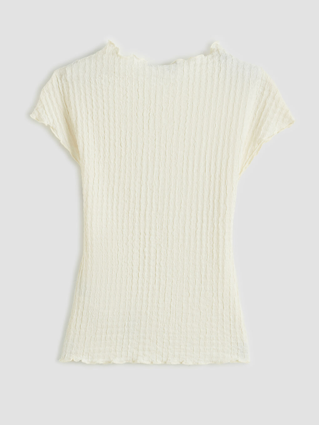 تي شيرت نسائي بياقة مستديرة وملمس محبب-4