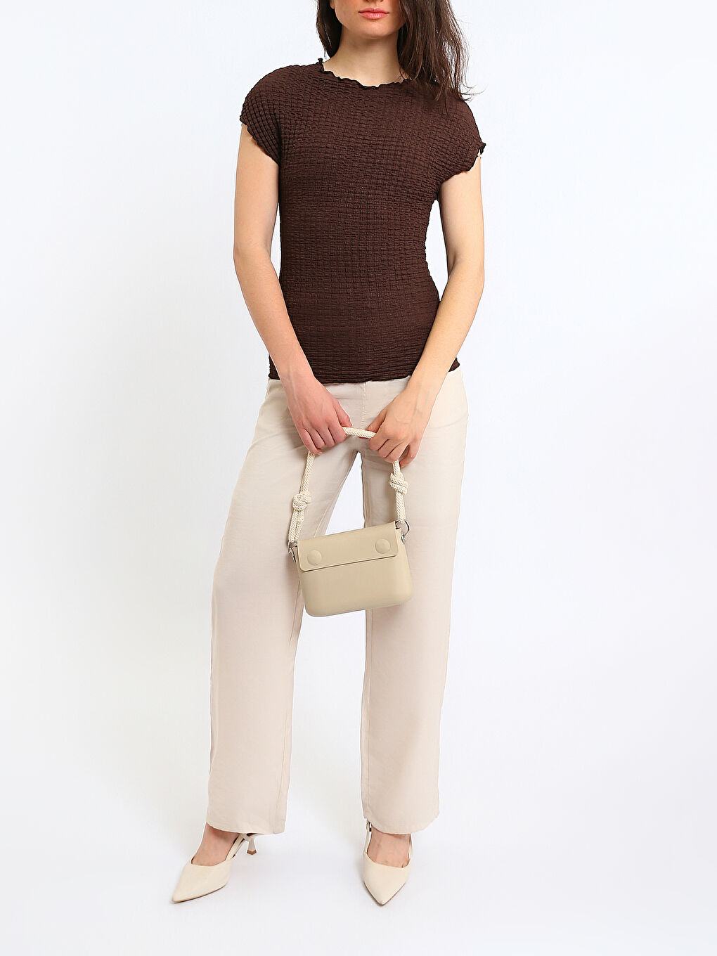 Crew Neck Textured Blouse-1