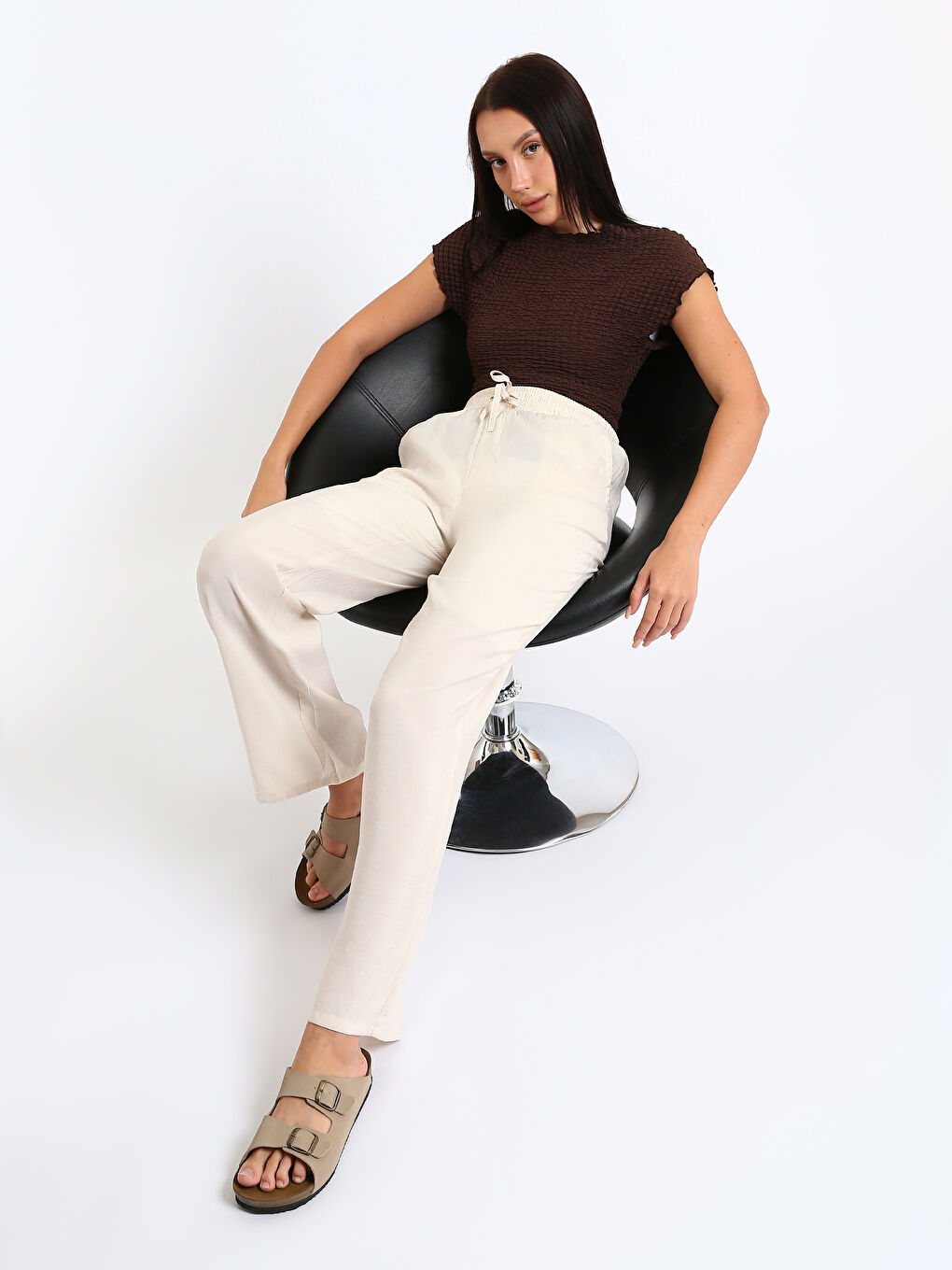 Crew Neck Textured Blouse-1