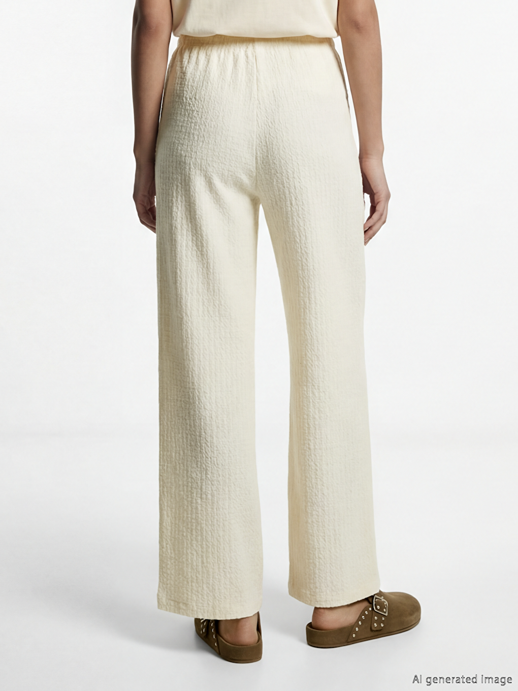 Elastic Waist Textured Women's Trousers-3