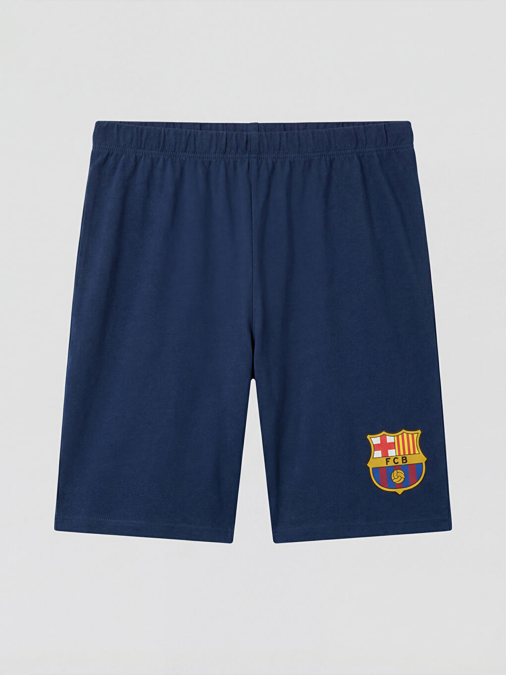 Mavi FC Barcelona Baskılı Erkek Çocuk Şortlu Pijama Takımı-3