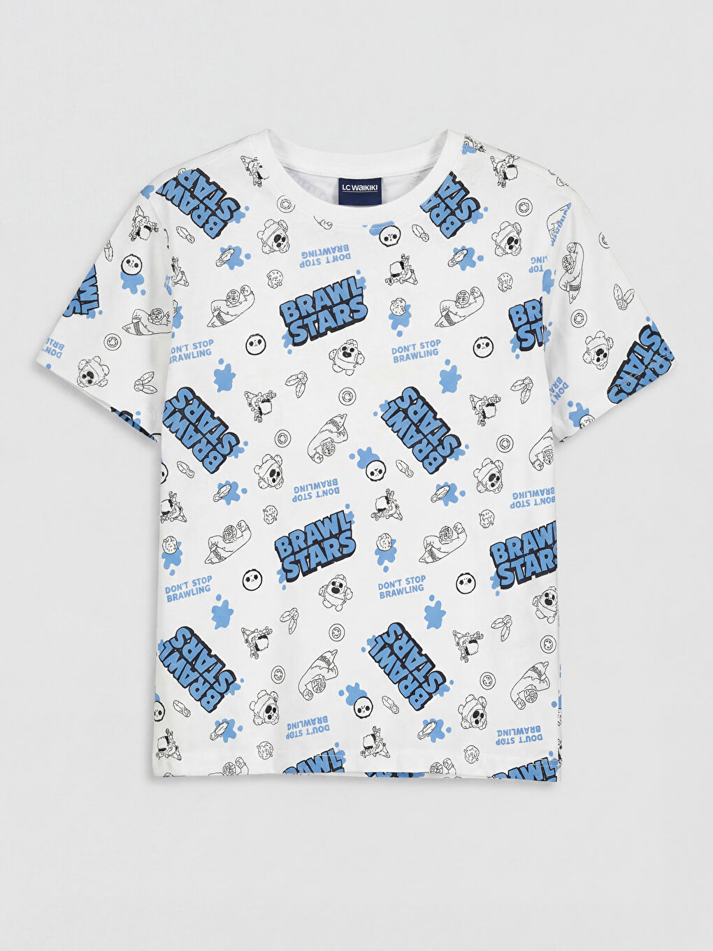 Beyaz Brawl Stars Baskılı Erkek Çocuk Şortlu Pijama Takımı-1