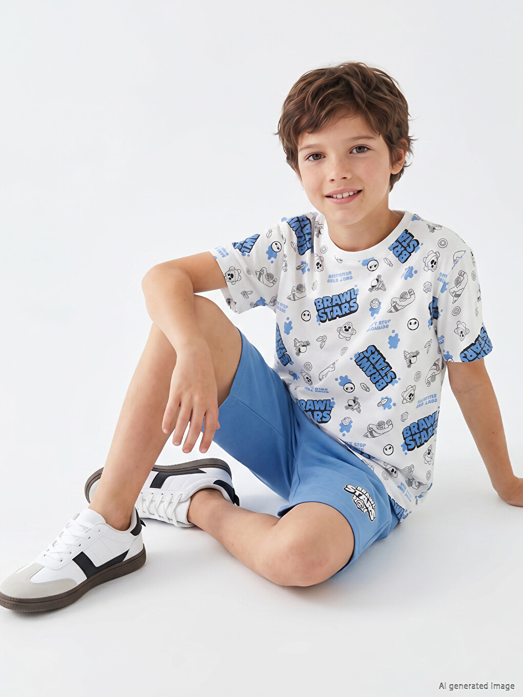 Brawl Stars Printed Boys' Shortie Pyjama Set-1