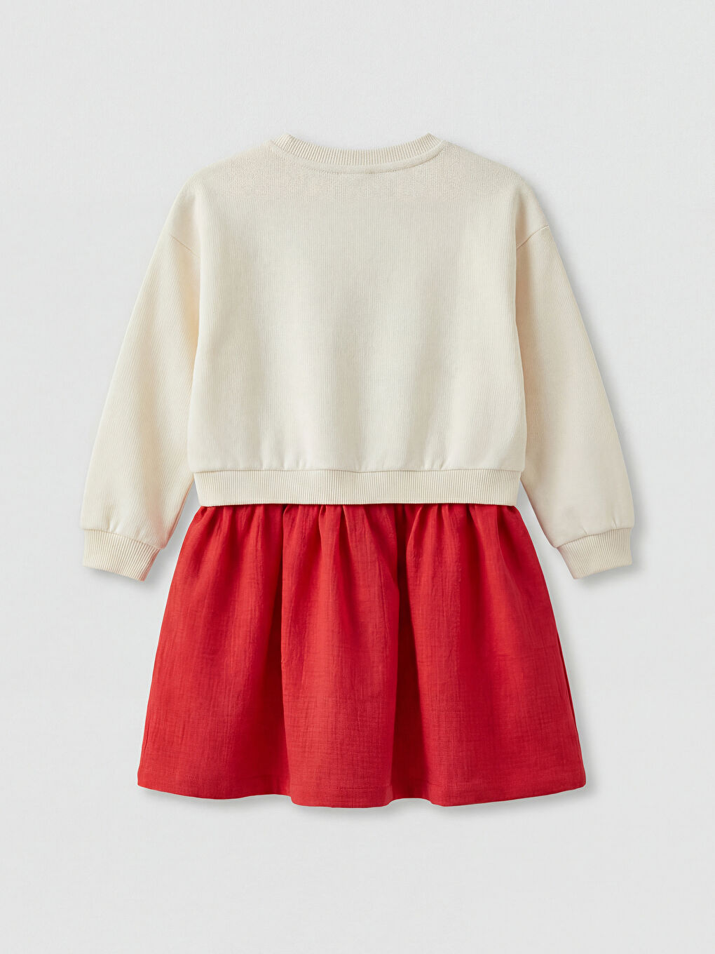 فستان بناتي مطرز بالزهور بياقة دائرية-1