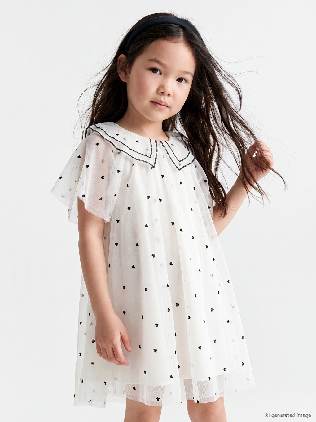 Peter Pan Collar Tulle Girls Dress-1