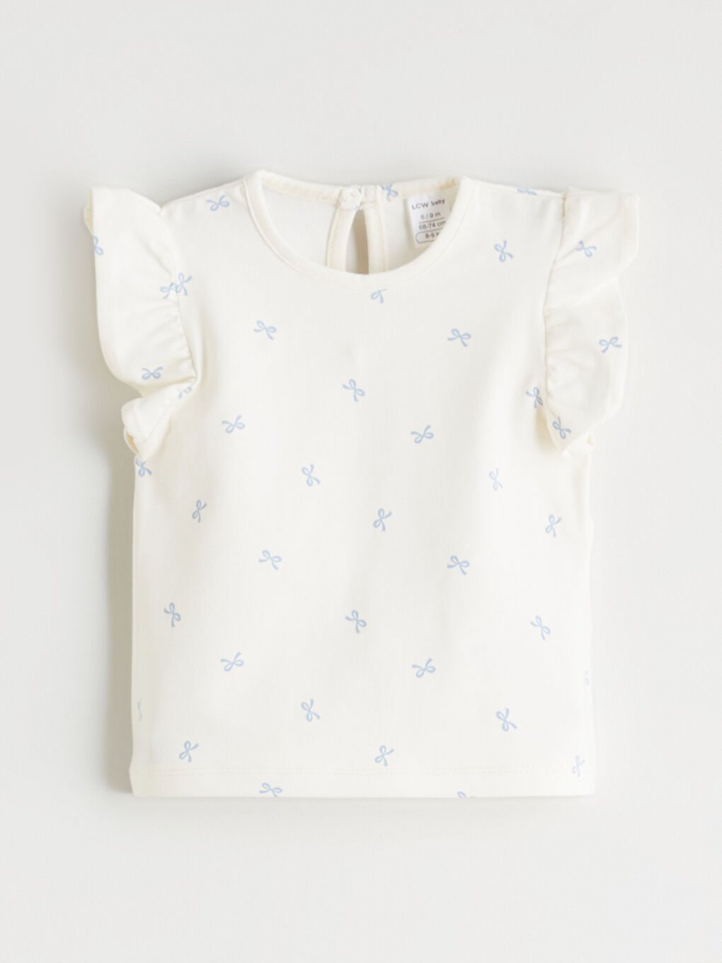 Fiyonk Desenli Fırfırlı Kız Bebek Bluz ve Şort-1