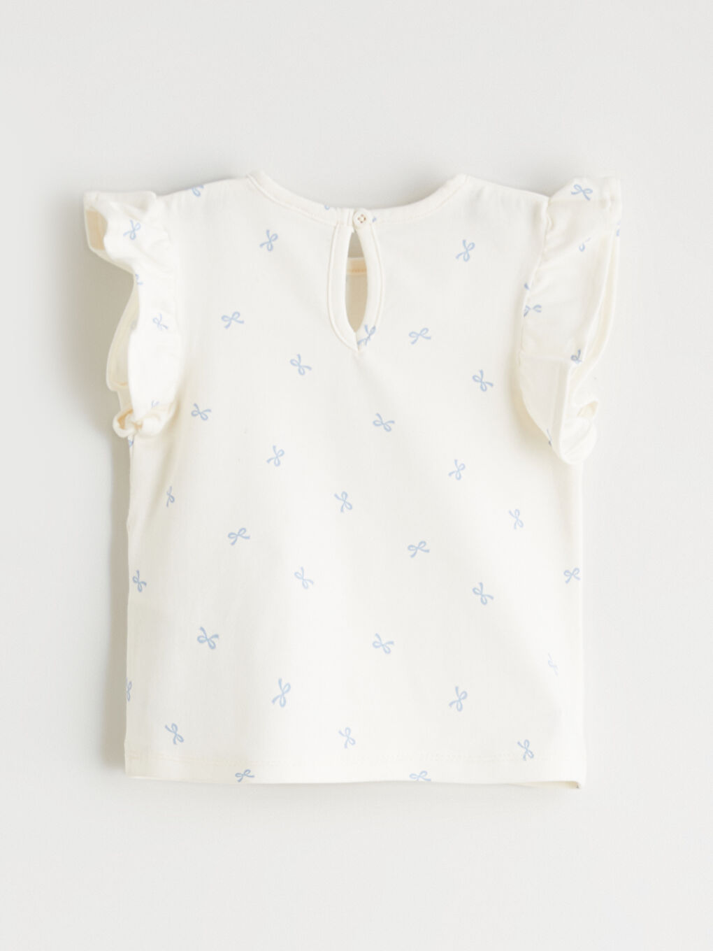 Fiyonk Desenli Fırfırlı Kız Bebek Bluz ve Şort-3