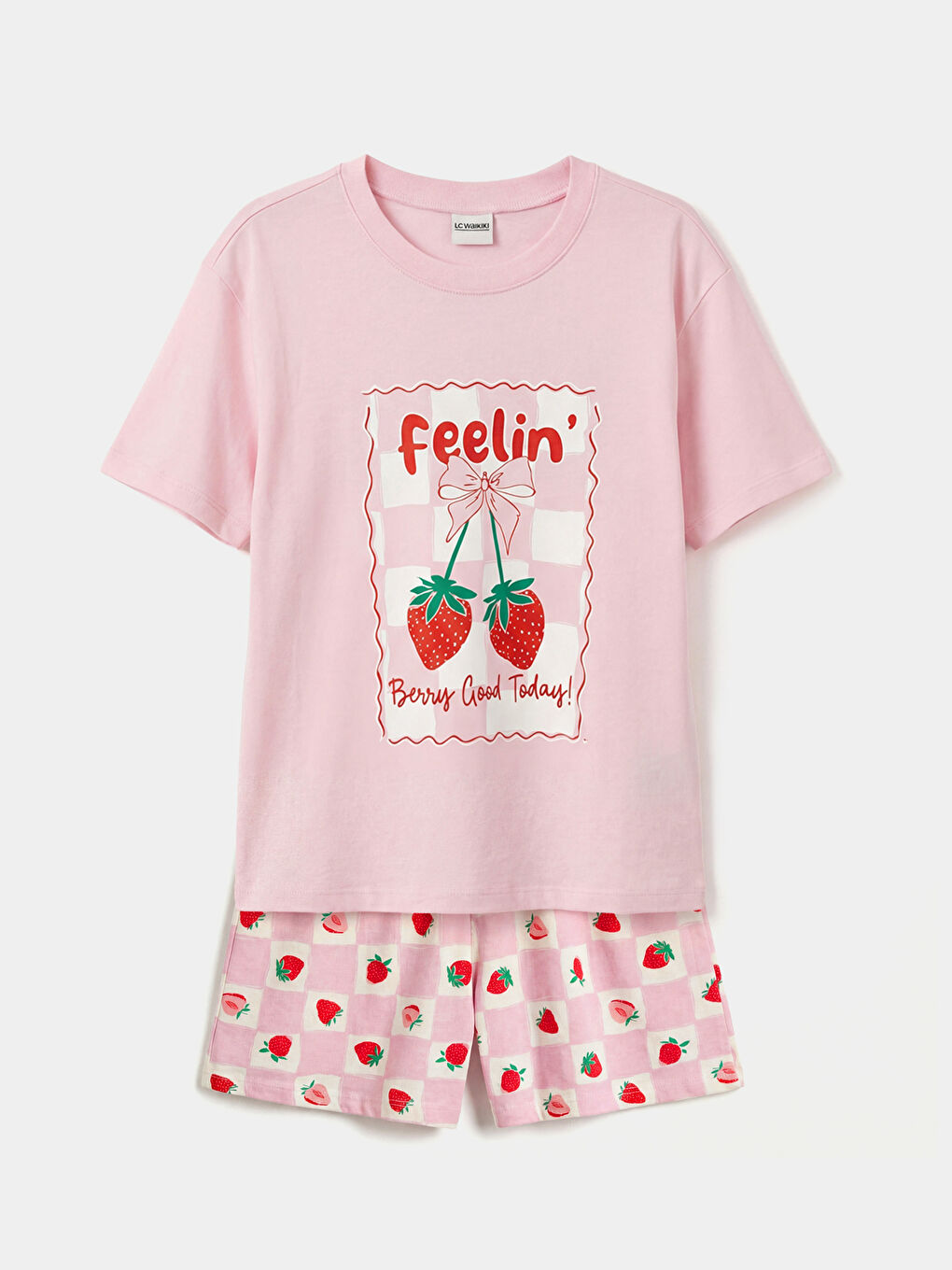 طقم بيجامة قصيرة وردى فتاة