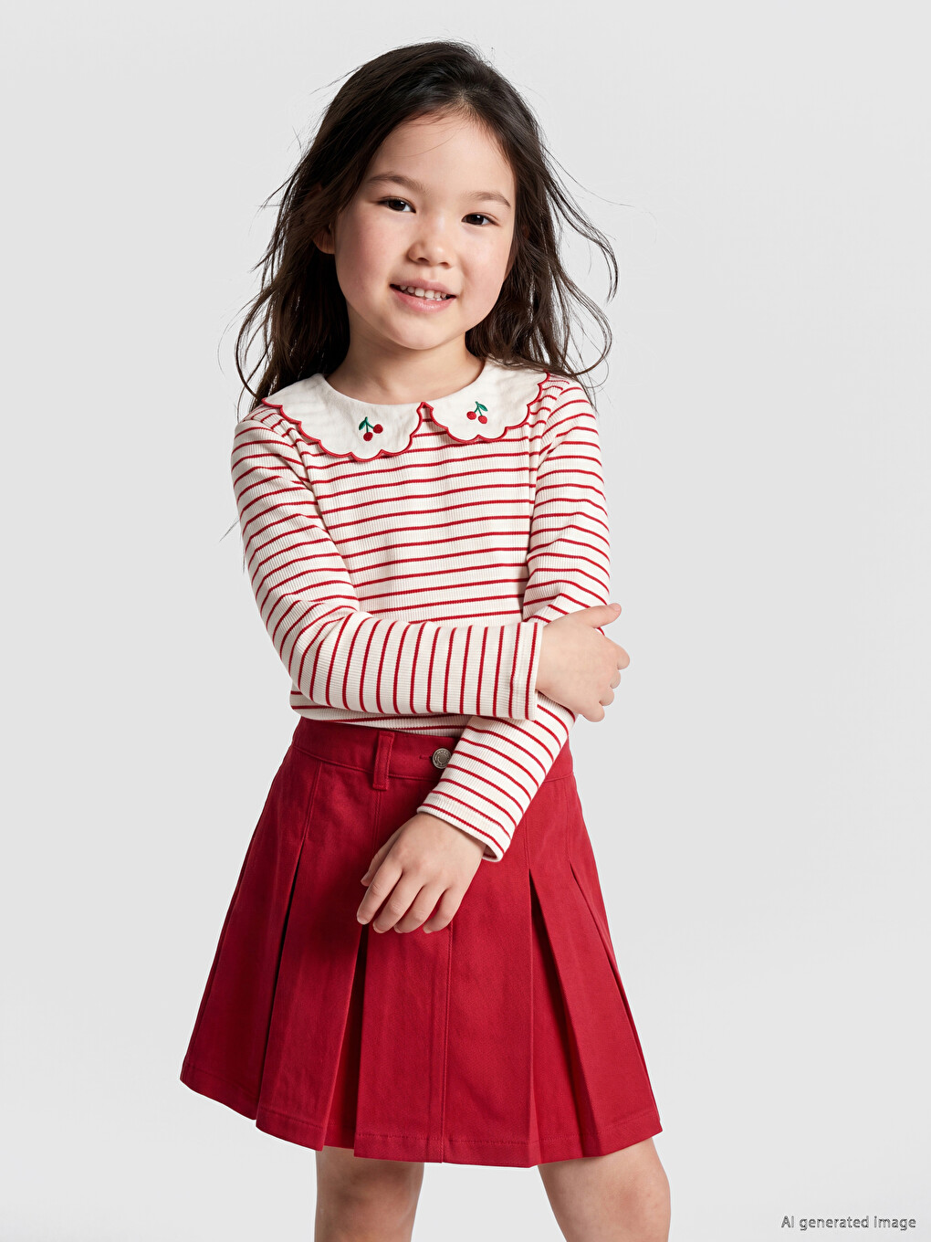 Peter Pan Collar Long Sleeve Girls' T-shirt