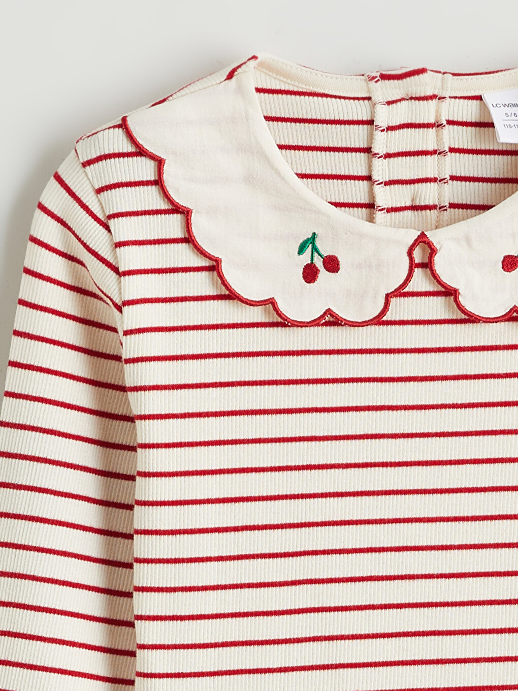 Peter Pan Collar Long Sleeve Girls' T-shirt-3