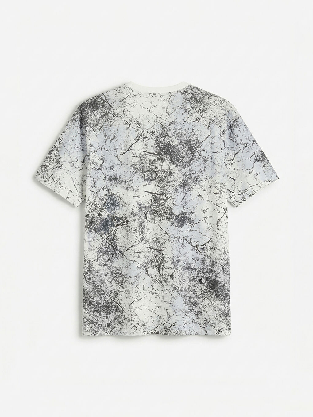 Ekru Bisiklet Yaka Desenli Erkek Tişört-5