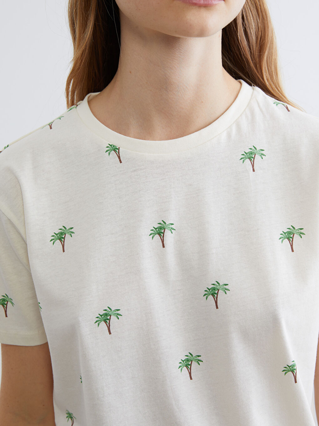 Palm Print Crew Neck Tee-2