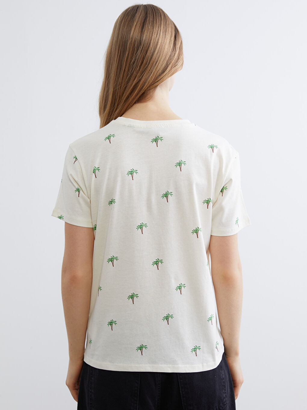 Palm Print Crew Neck Tee-3