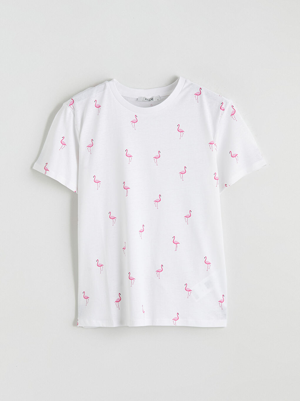 Crew Neck T-shirt with Flamingo Print-4