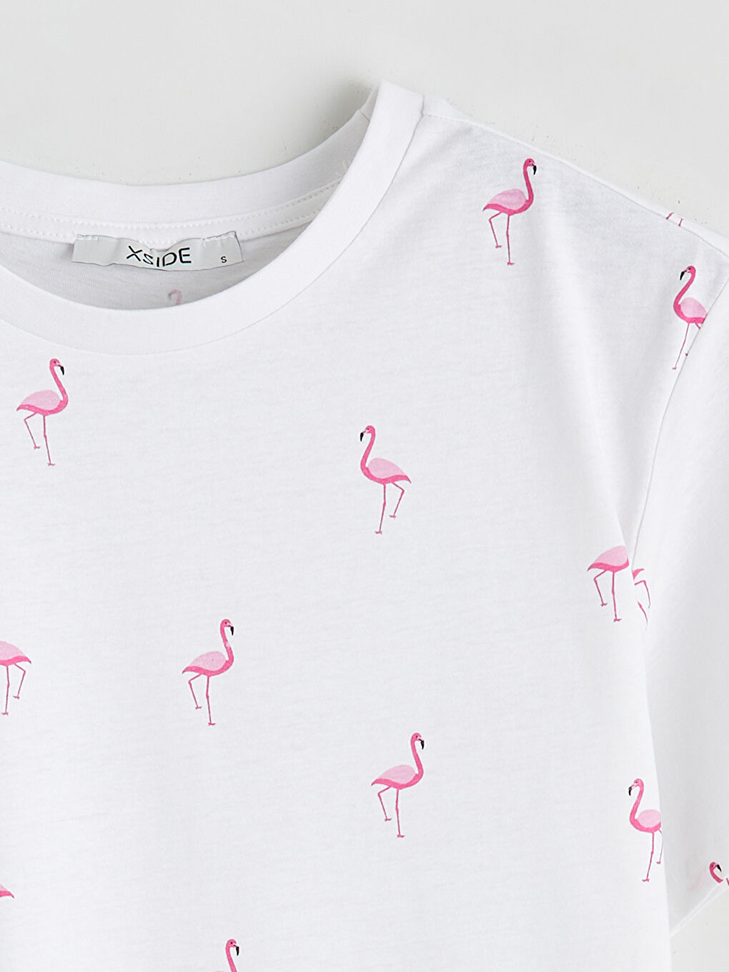 Crew Neck T-shirt with Flamingo Print-5