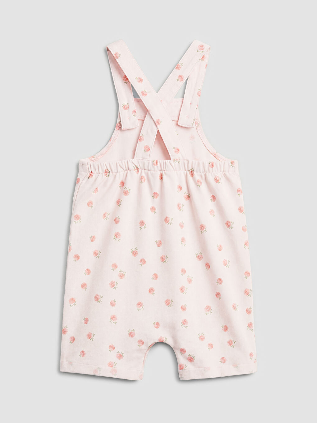 Pembe Çiçek Desenli Kız Bebek Salopet-1