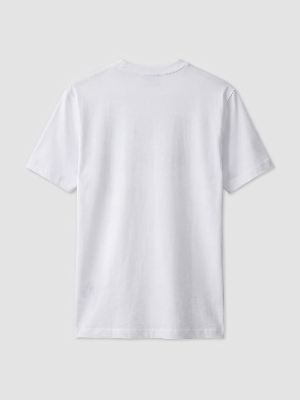 Beyaz Bisiklet Yaka Baskılı Erkek Tişört-1