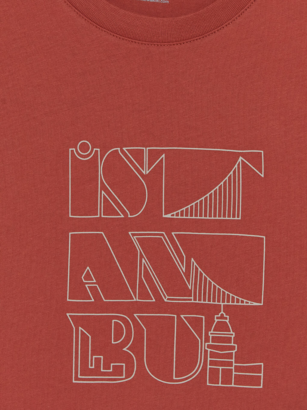 Turuncu Bisiklet Yaka İstanbul Baskılı Erkek Tişört-2