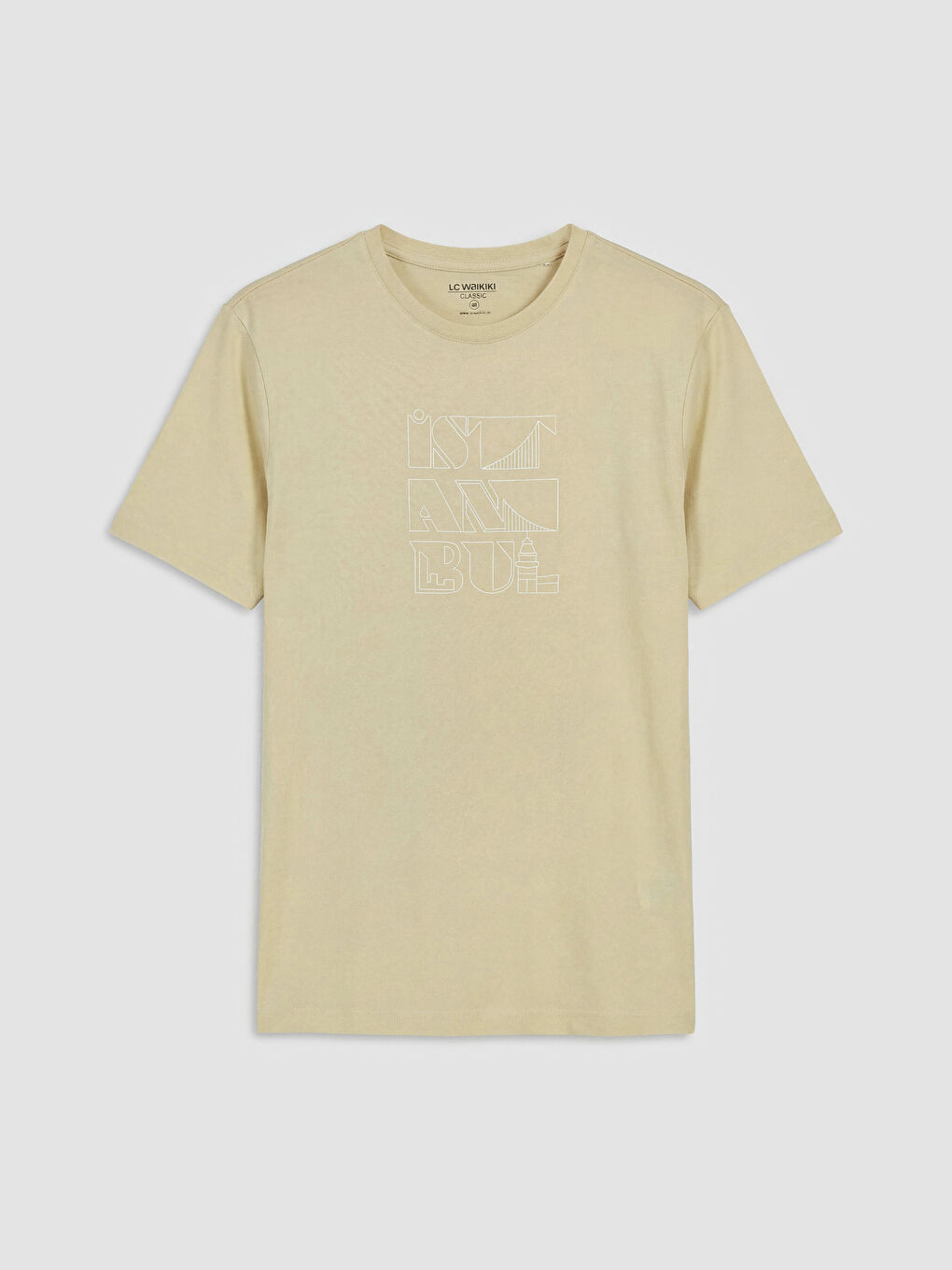 Sarı Bisiklet Yaka İstanbul Baskılı Erkek Tişört