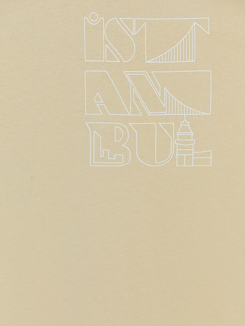 Sarı Bisiklet Yaka İstanbul Baskılı Erkek Tişört-2