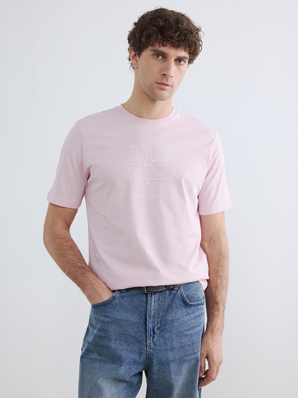 Crew Neck Istanbul Printed Jersey Men's T-Shirt