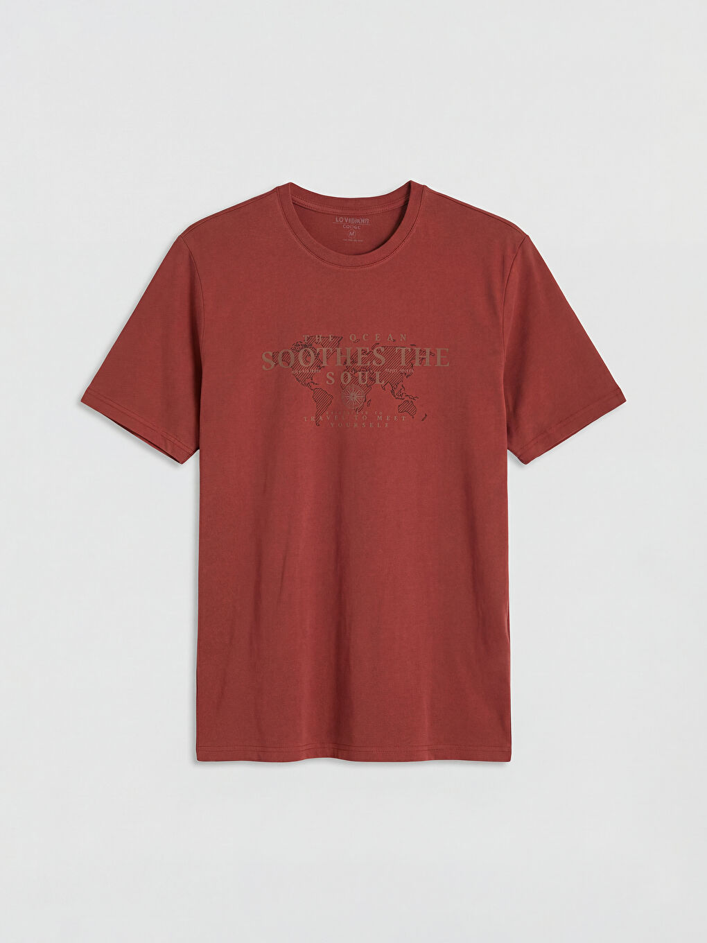 Kırmızı Bisiklet Yaka Baskılı Penye Erkek Tişört