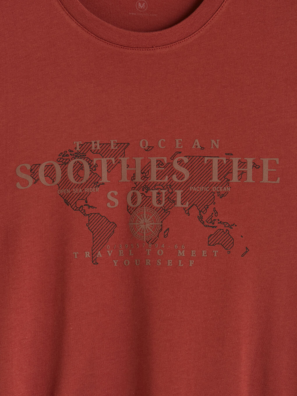 Kırmızı Bisiklet Yaka Baskılı Penye Erkek Tişört-2