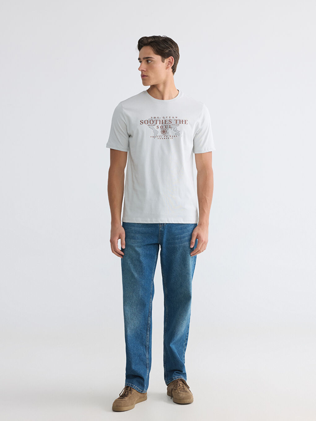 მრგვალი საყელო ნაბეჭდი ჟერსის მამაკაცის მაისური-1