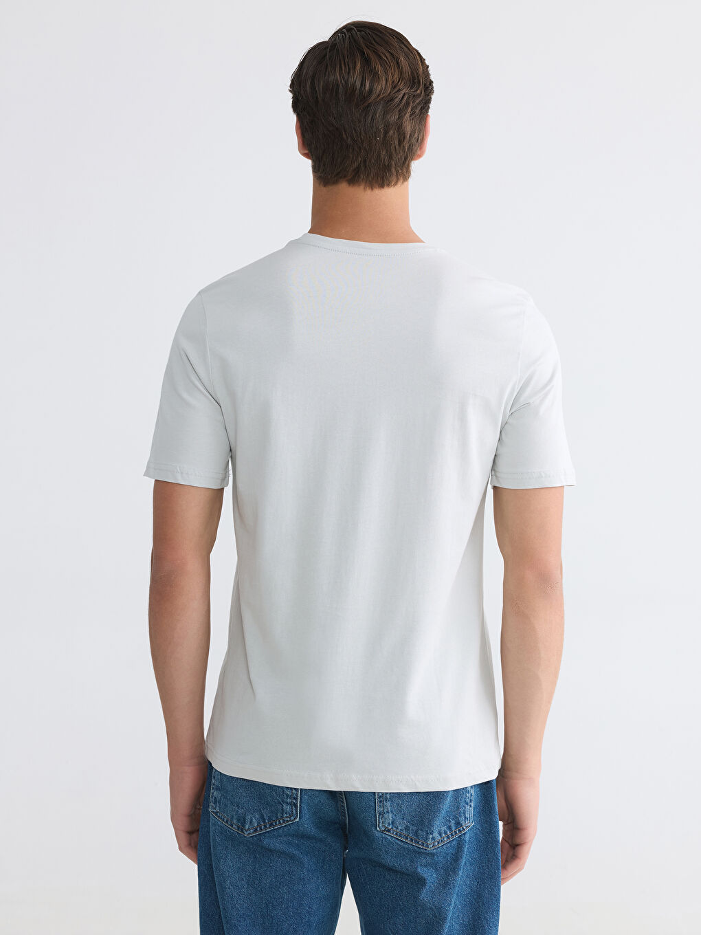 მრგვალი საყელო ნაბეჭდი ჟერსის მამაკაცის მაისური-3