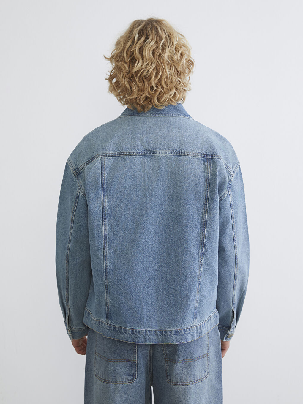 Мужчины Индиго Джинсовая рубашка-3