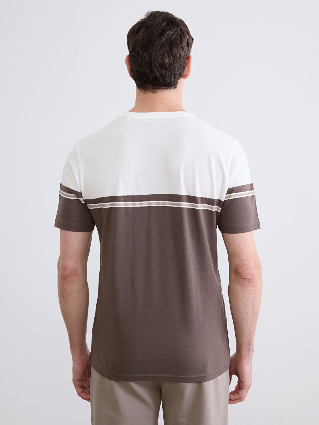  Bisiklet Yaka Renk Bloklu  Erkek Tişört-3