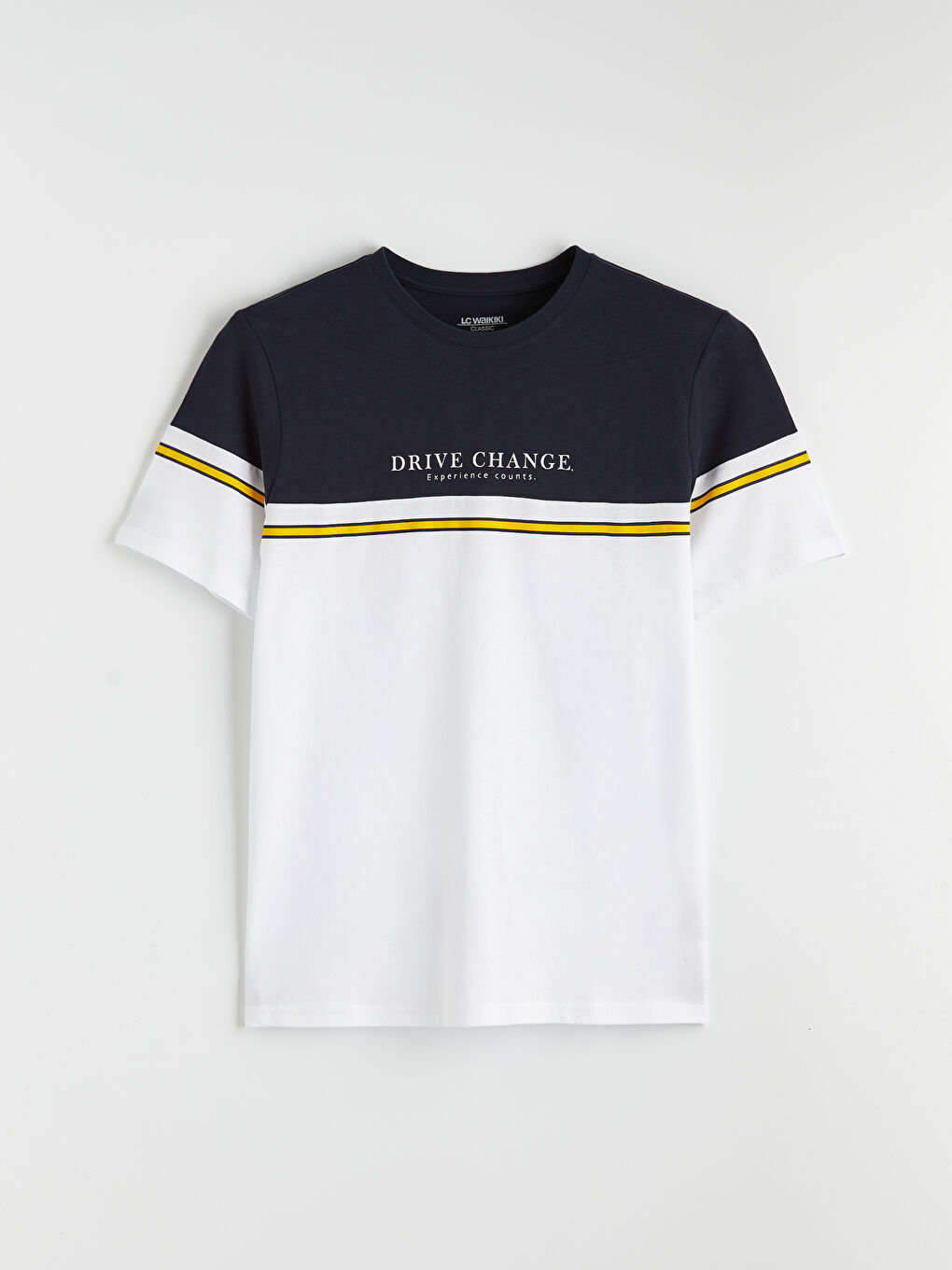  Bisiklet Yaka Renk Bloklu  Erkek Tişört-4